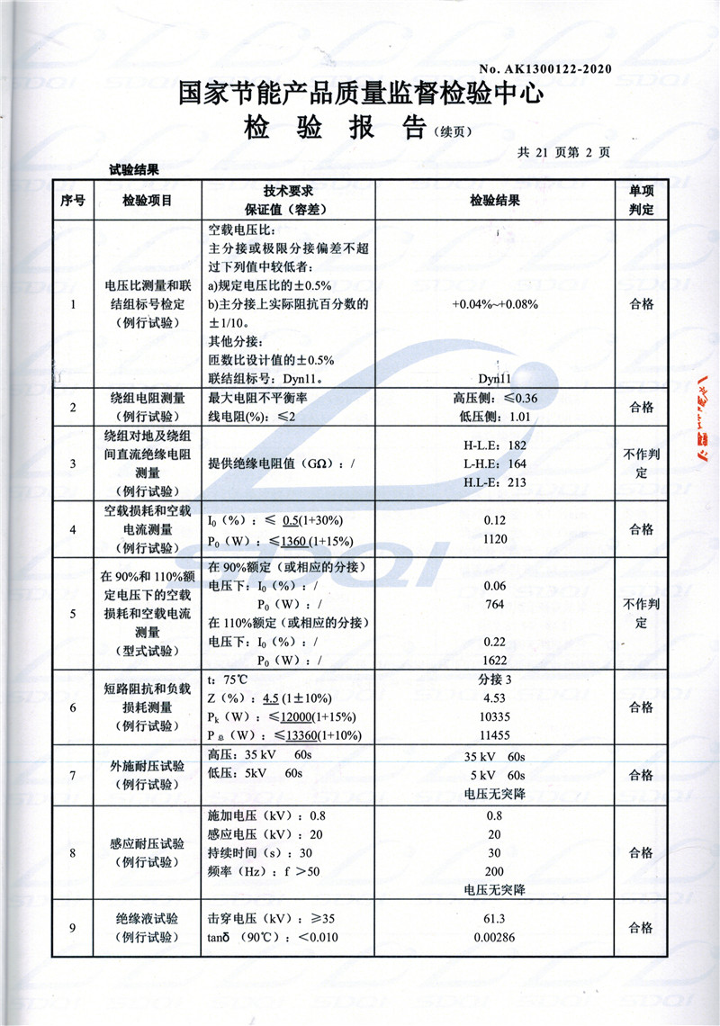 高低压试验报告-S11-1250大城大城大城油浸式变压器-2.jpg